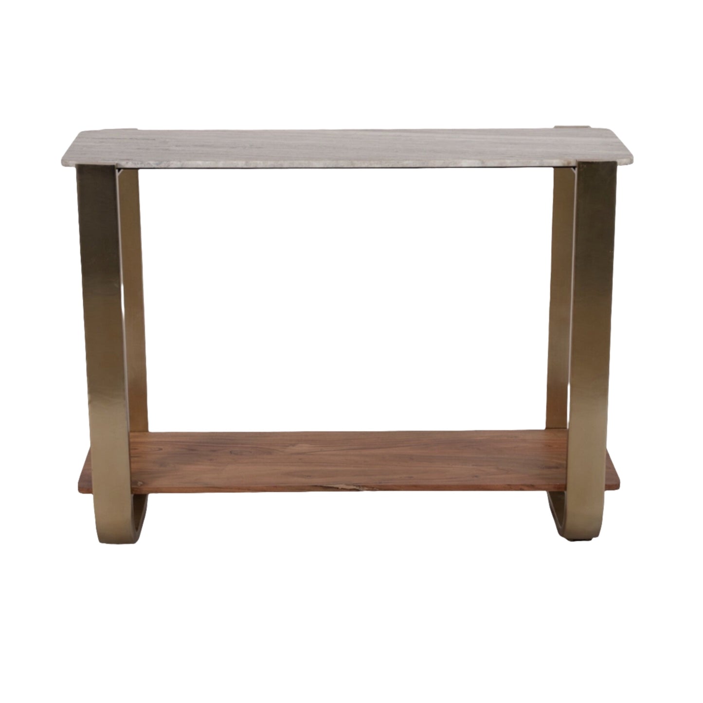 Marble Top Console, Gold Wood 31"
