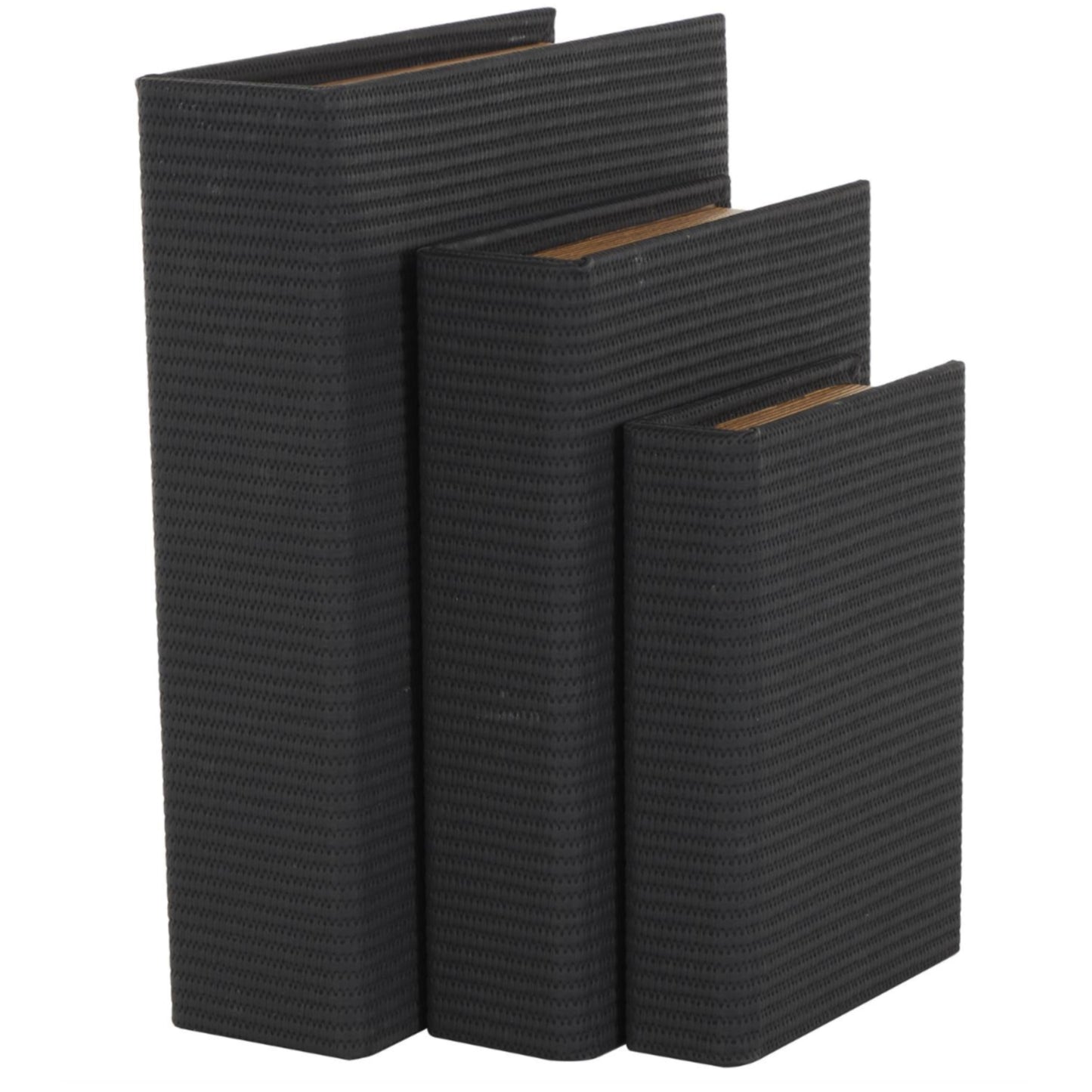 Black Faux Leather Book Shaped Box Set of 3