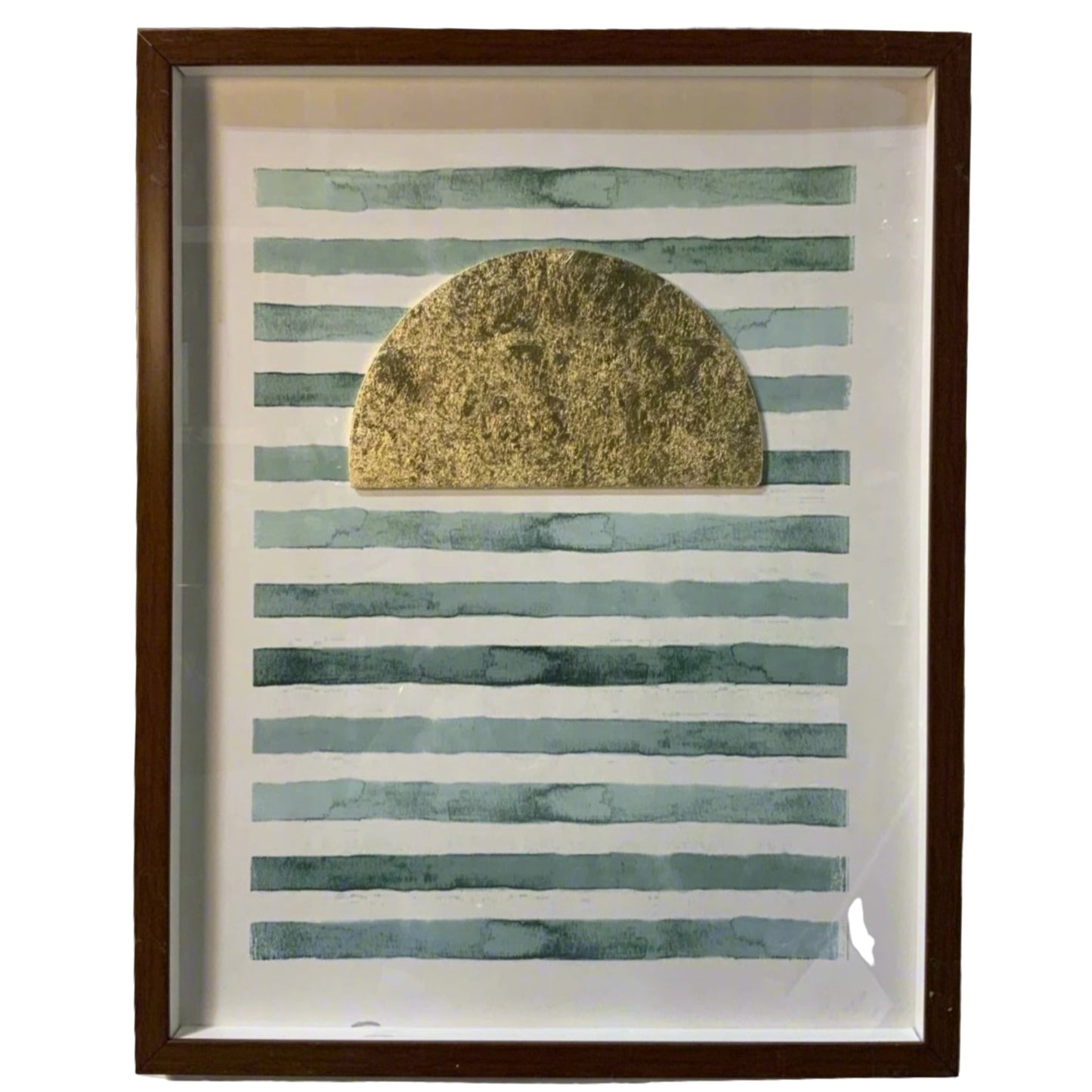 Green and Gold Striped Artwork- Open Box