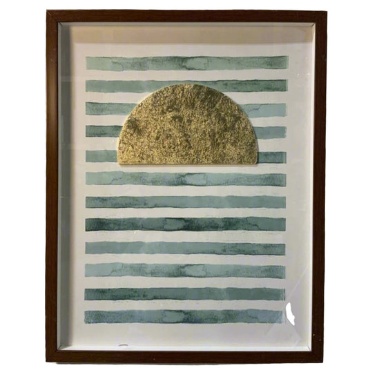 Green and Gold Striped Artwork *OPEN BOX