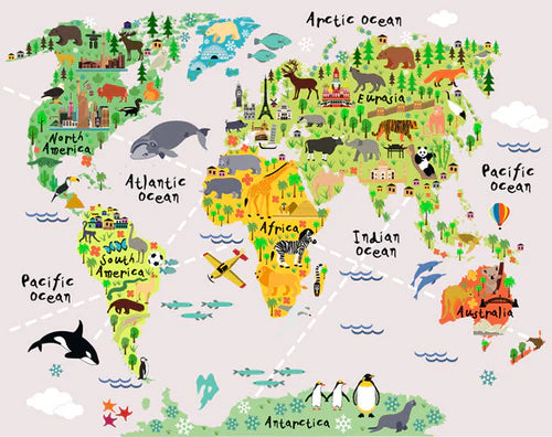 Kids Map of Earth wall art -local pick up only