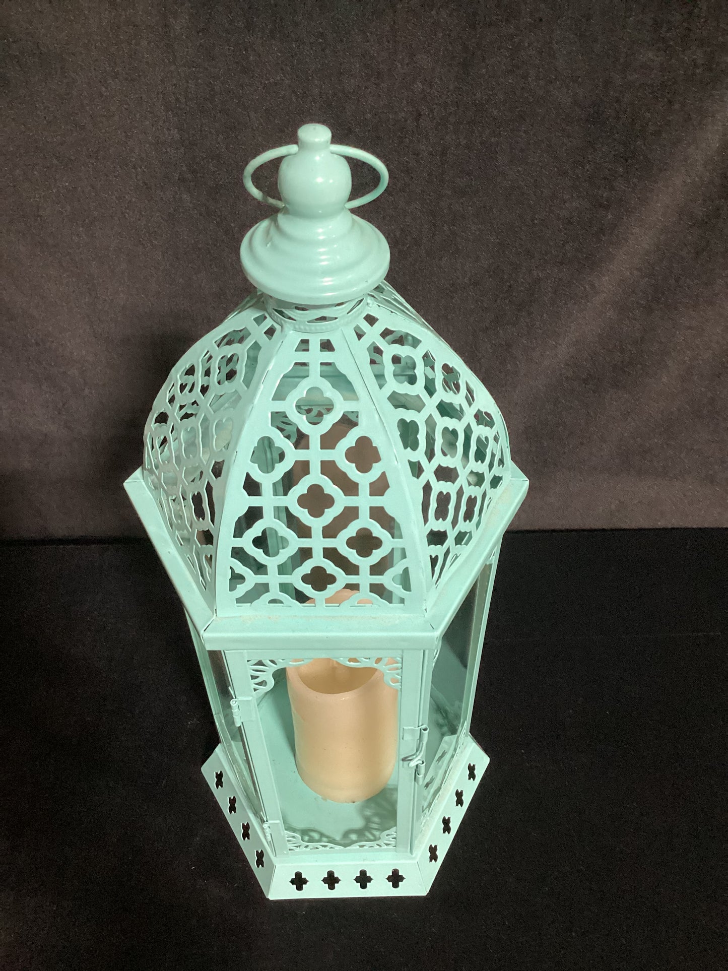 Light blue lantern candle holder -5011