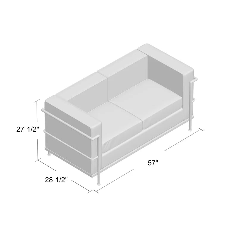 Modern white leather loveseat - OPEN BOX