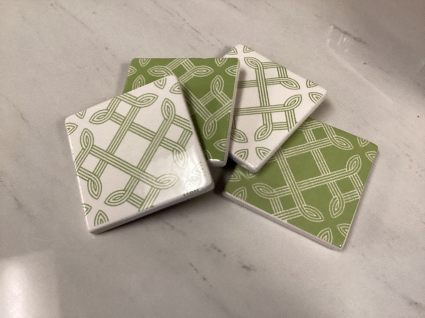 Green & white coaster
