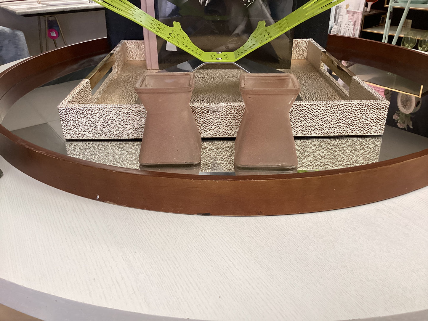 Pink Glazed Candle Holder