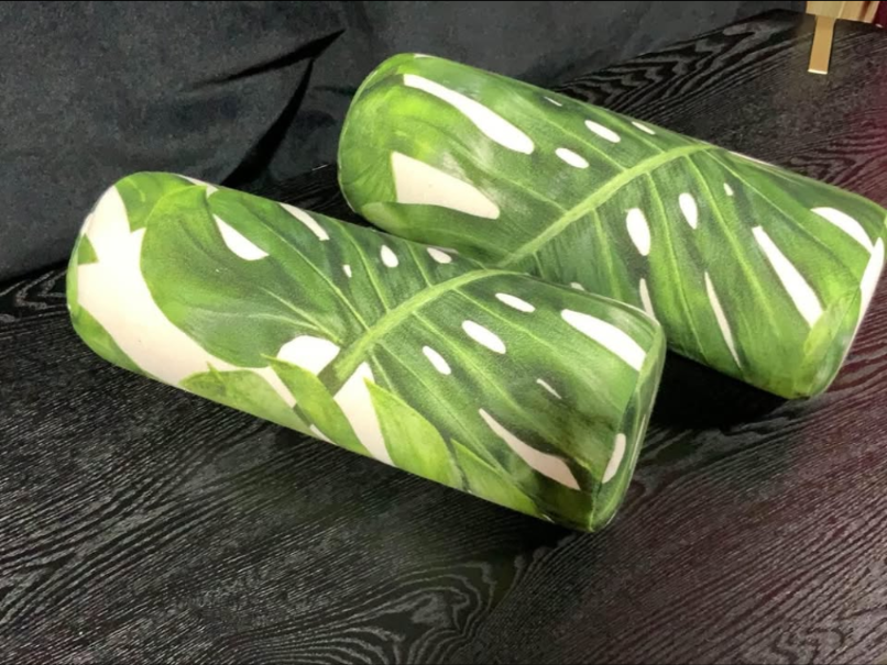 Green Leaf Bolster Pillows set of 2 *OPEN BOX