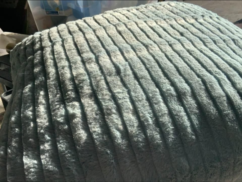 Set of 2 Aqua Faux Fur Pillows