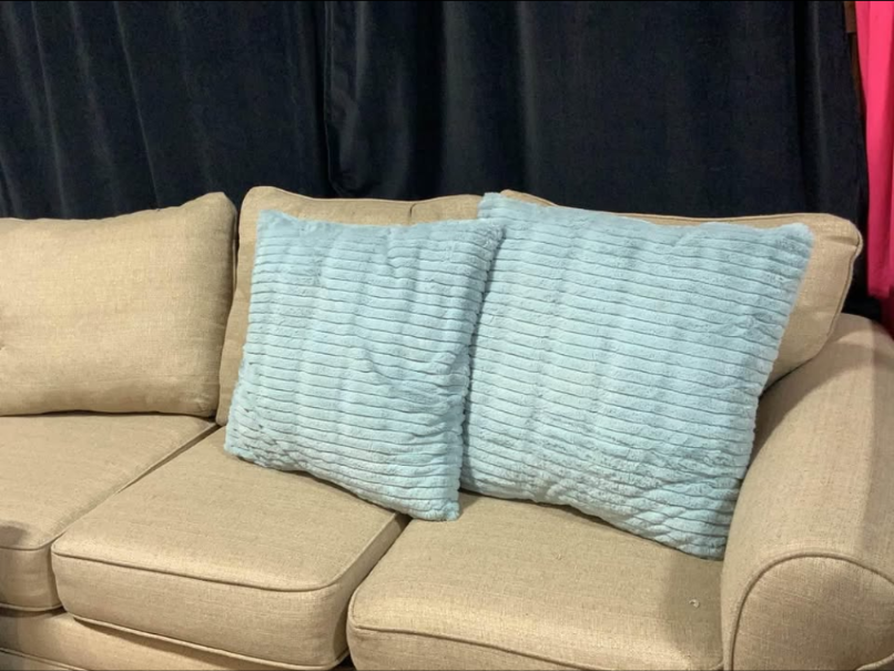 Set of 2 Aqua Faux Fur Pillows