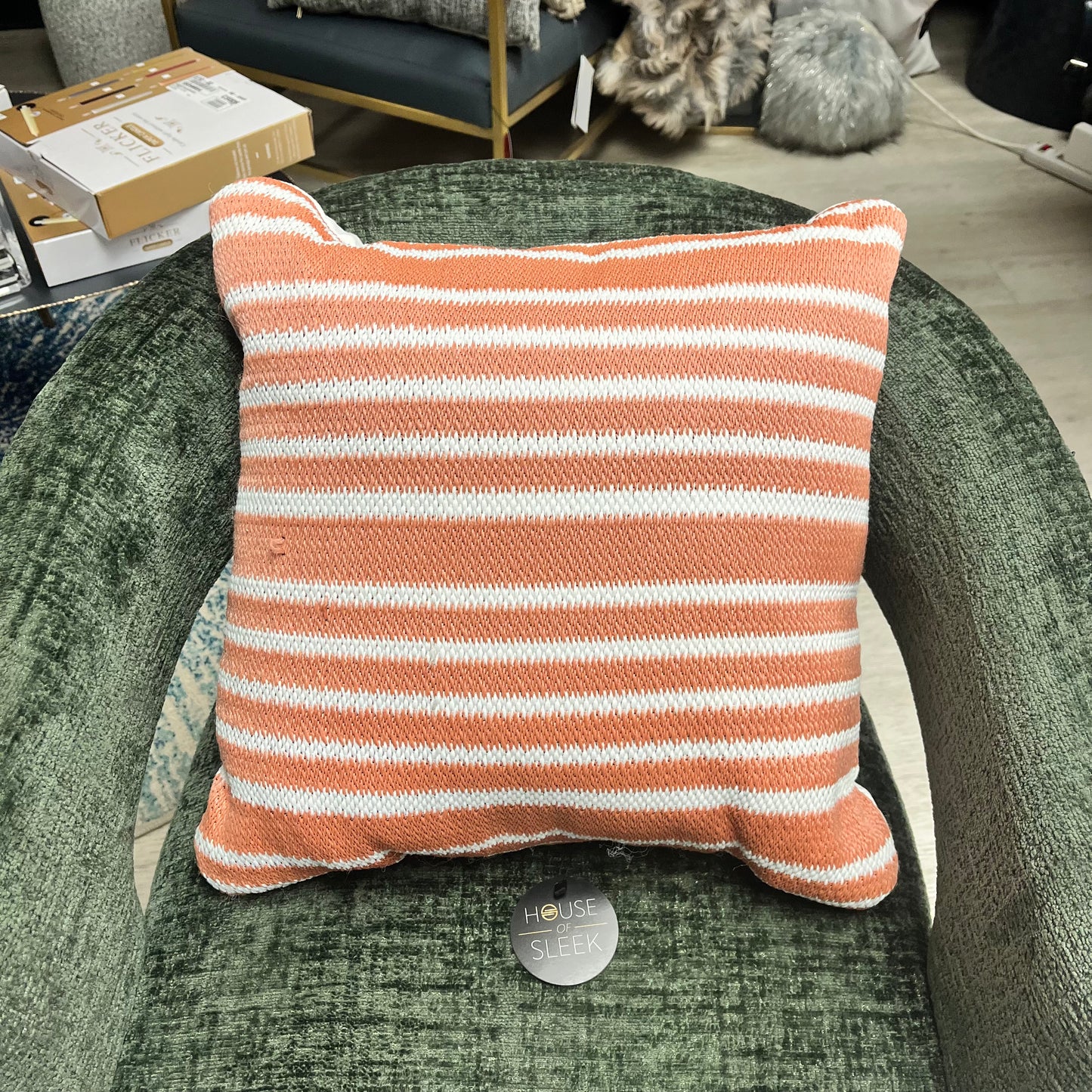 Coral & White Decorative Pillow -Open Box