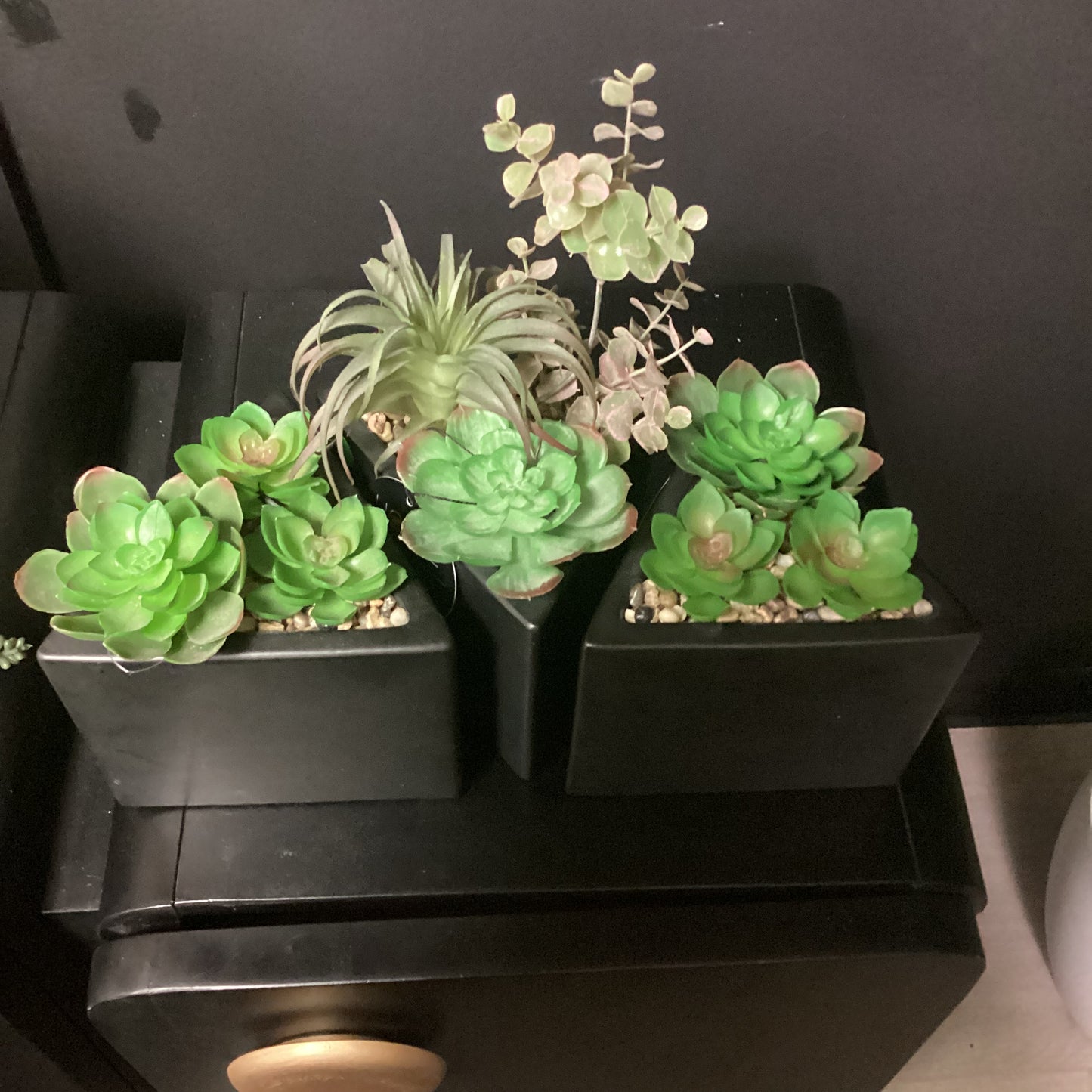 Echeveria Faux Plant W/Triangle Pot -set of 3-