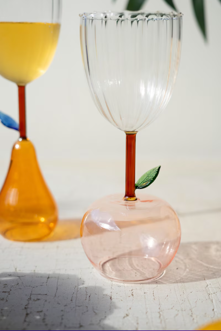 Wine Glass with Apple Base