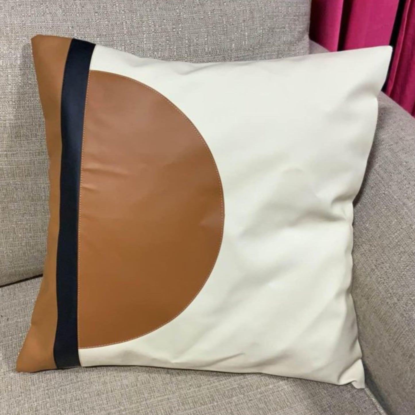 Modern Faux Leather Accent Pillow 18x18