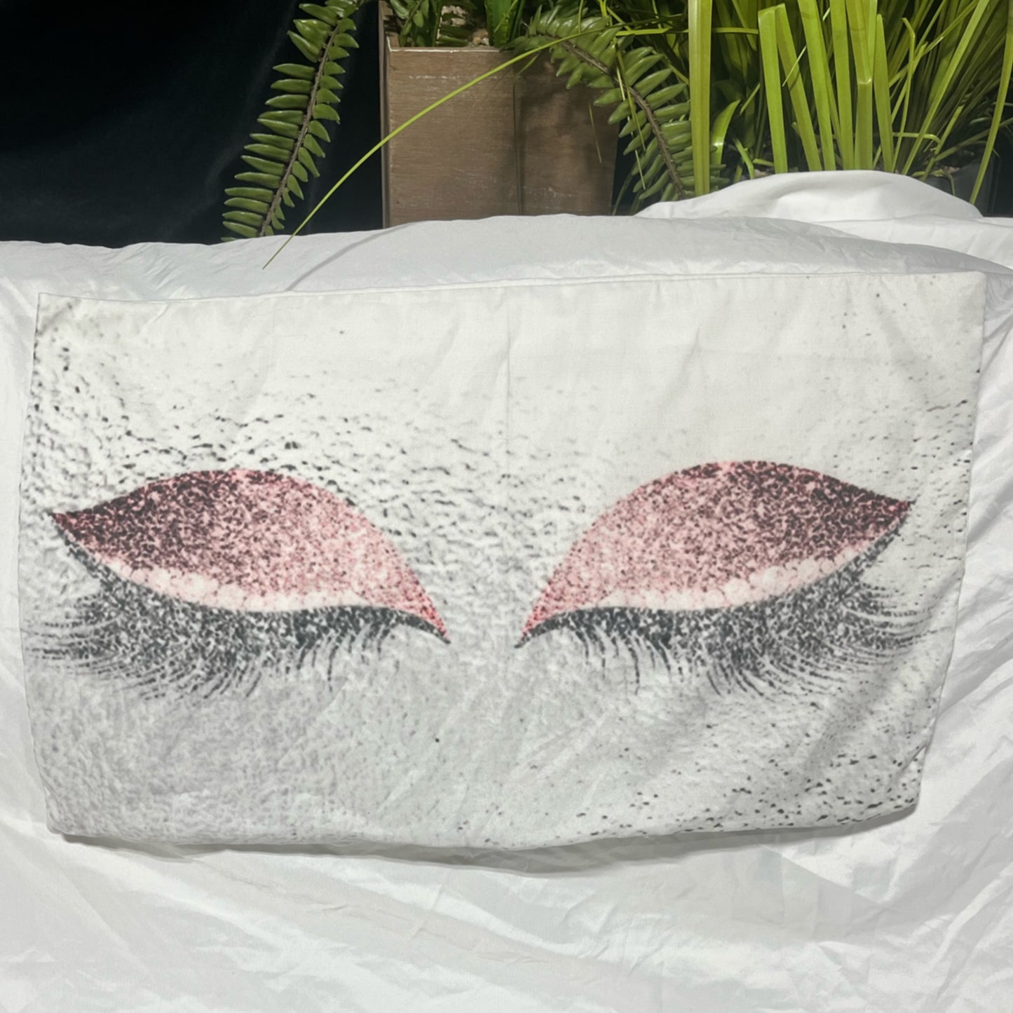 Eyelash Lumbar Pillow (12”x20”) Pink