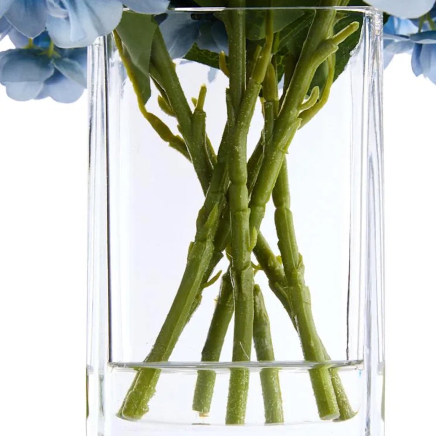 Faux Hydrangea in Glass Vase