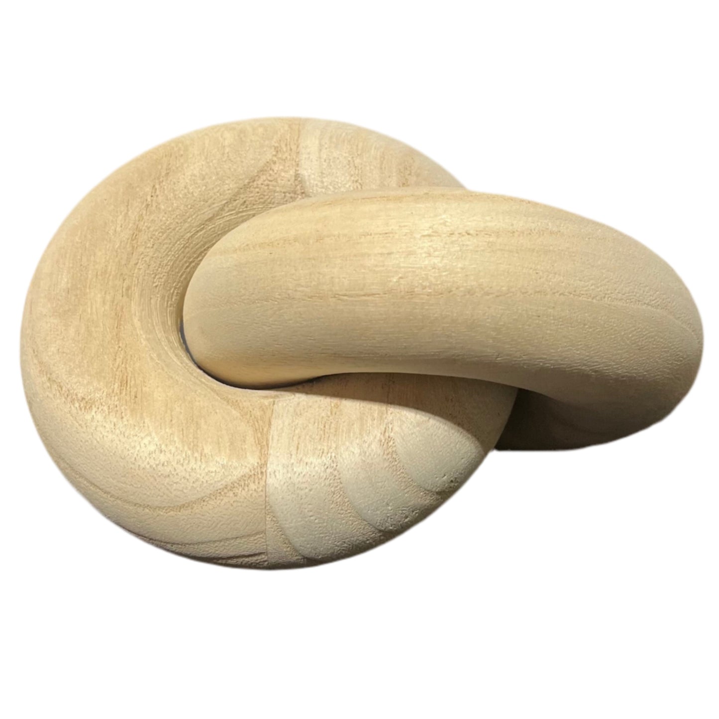 Wooden knot sculpture on a white background