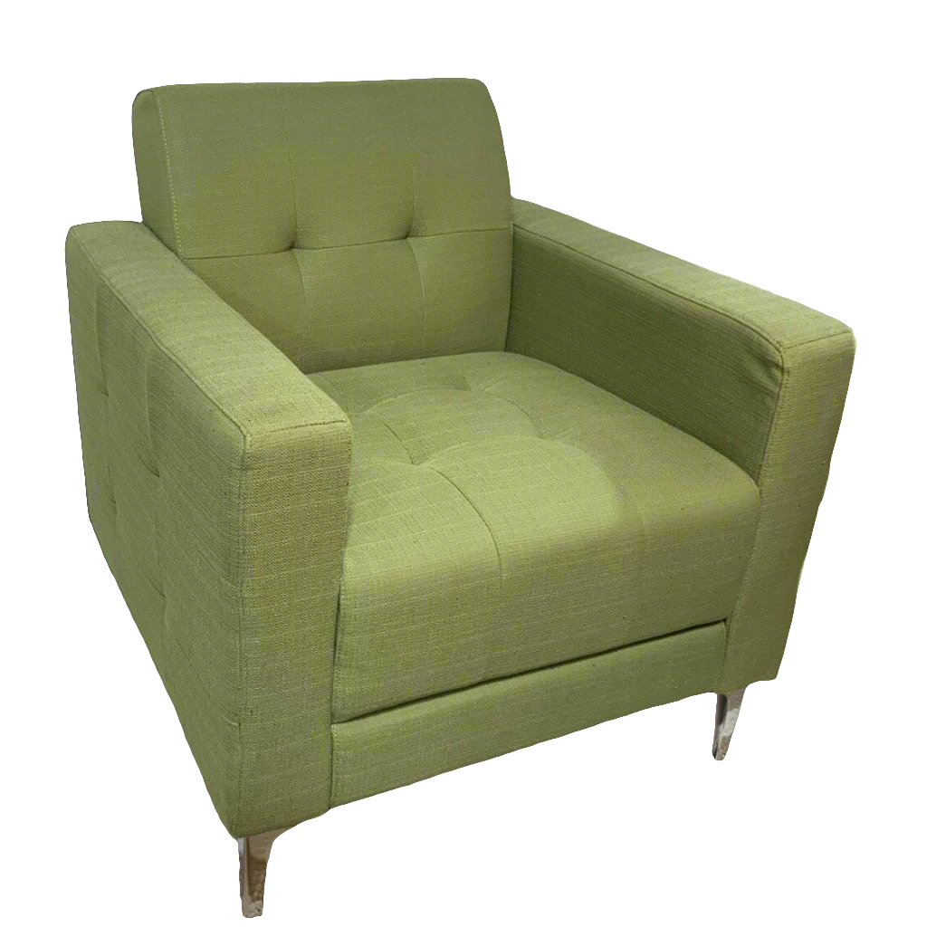 Green chenille-like lounge chair - Local Pick Up Only