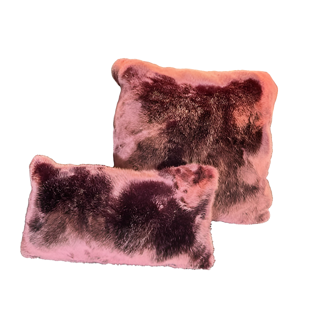 Deep Burgandy Faux Fur Pillows SET OF TWO