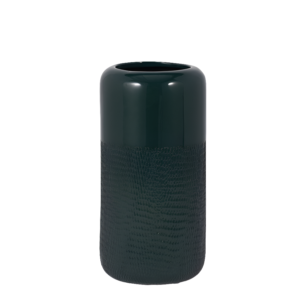 Ceramic 10"h Grooved Vase