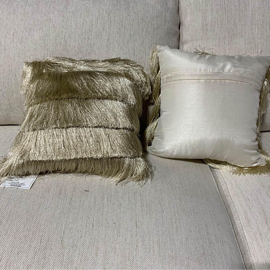 champagne colored fluffy pillow