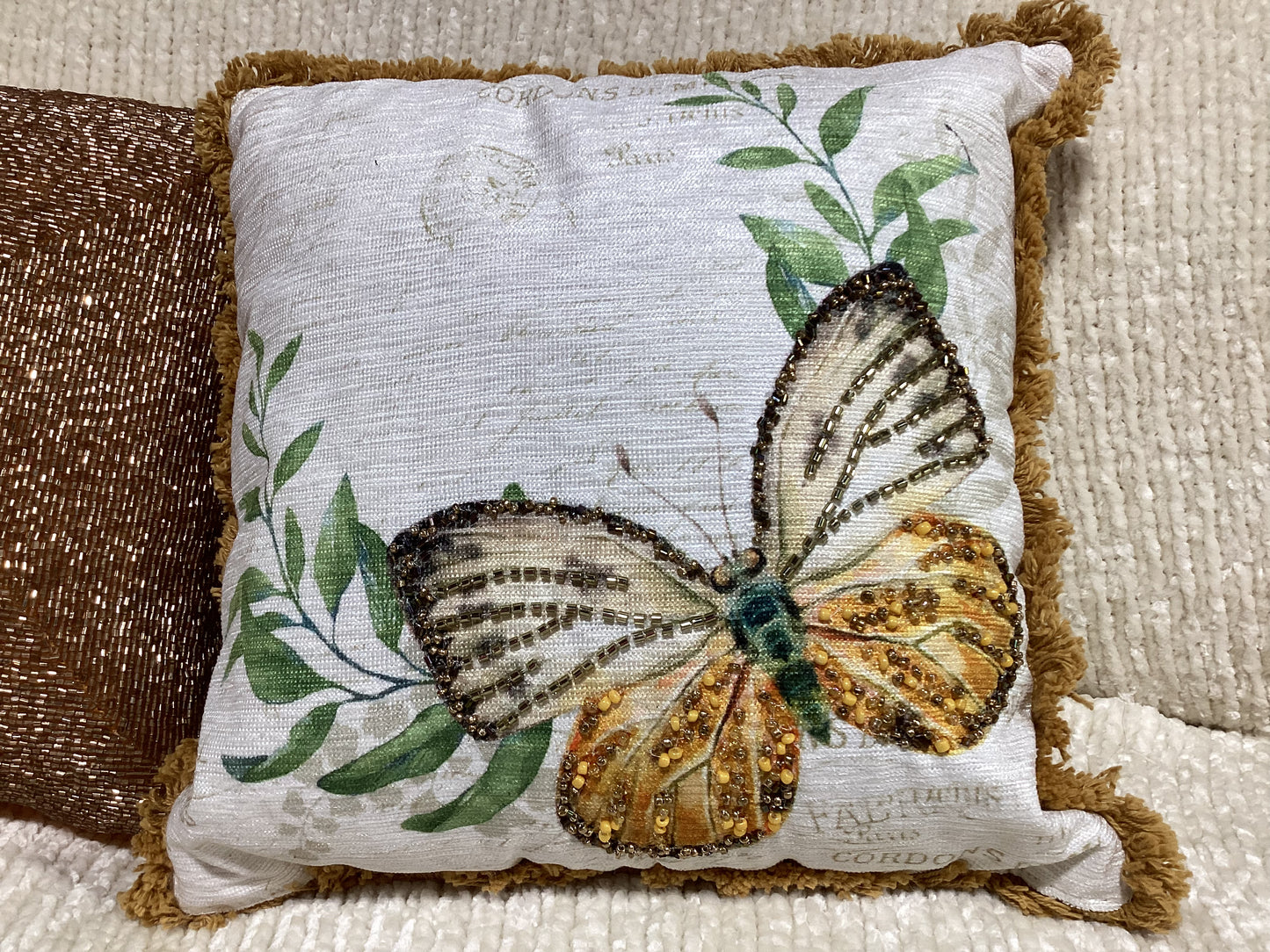 decorative throw pillow - Gold butterfly set of 2