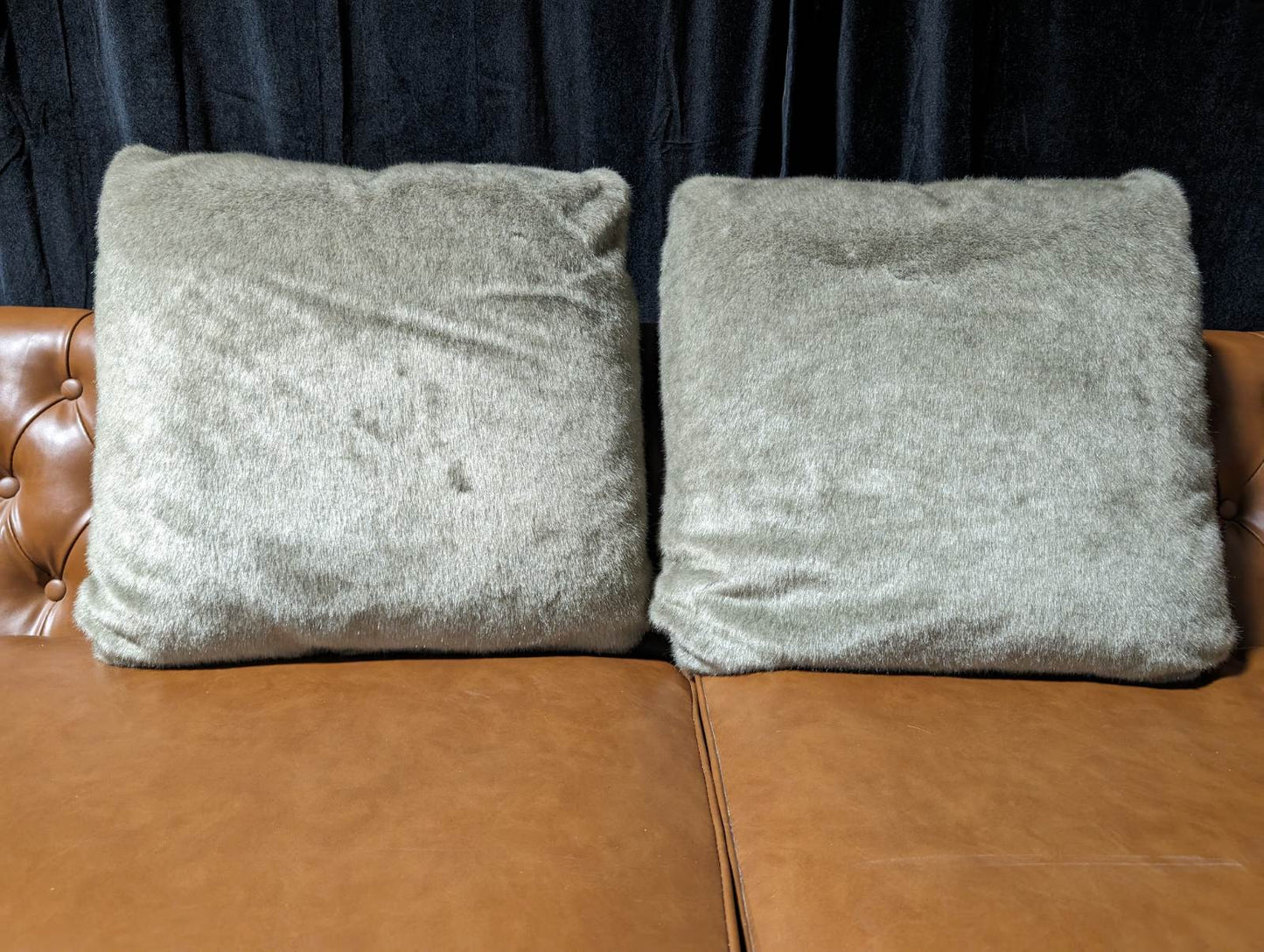 Faux Fur Taupe Pillows – Set of 2 (Open Box)