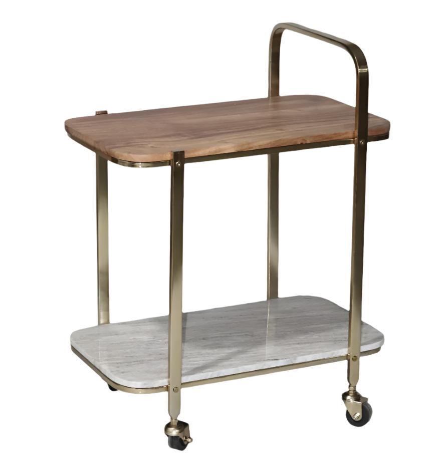 Gold Bar Cart w/ a Marble Shelf