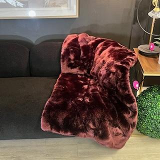 Deep Burgundy Faux Fur Throw