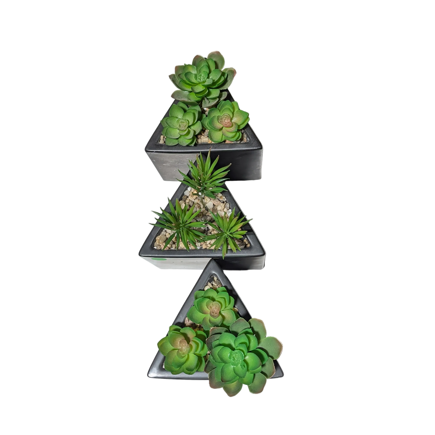 Echeveria Faux Plant W/Triangle Pot -set of 3-OPEN BOX