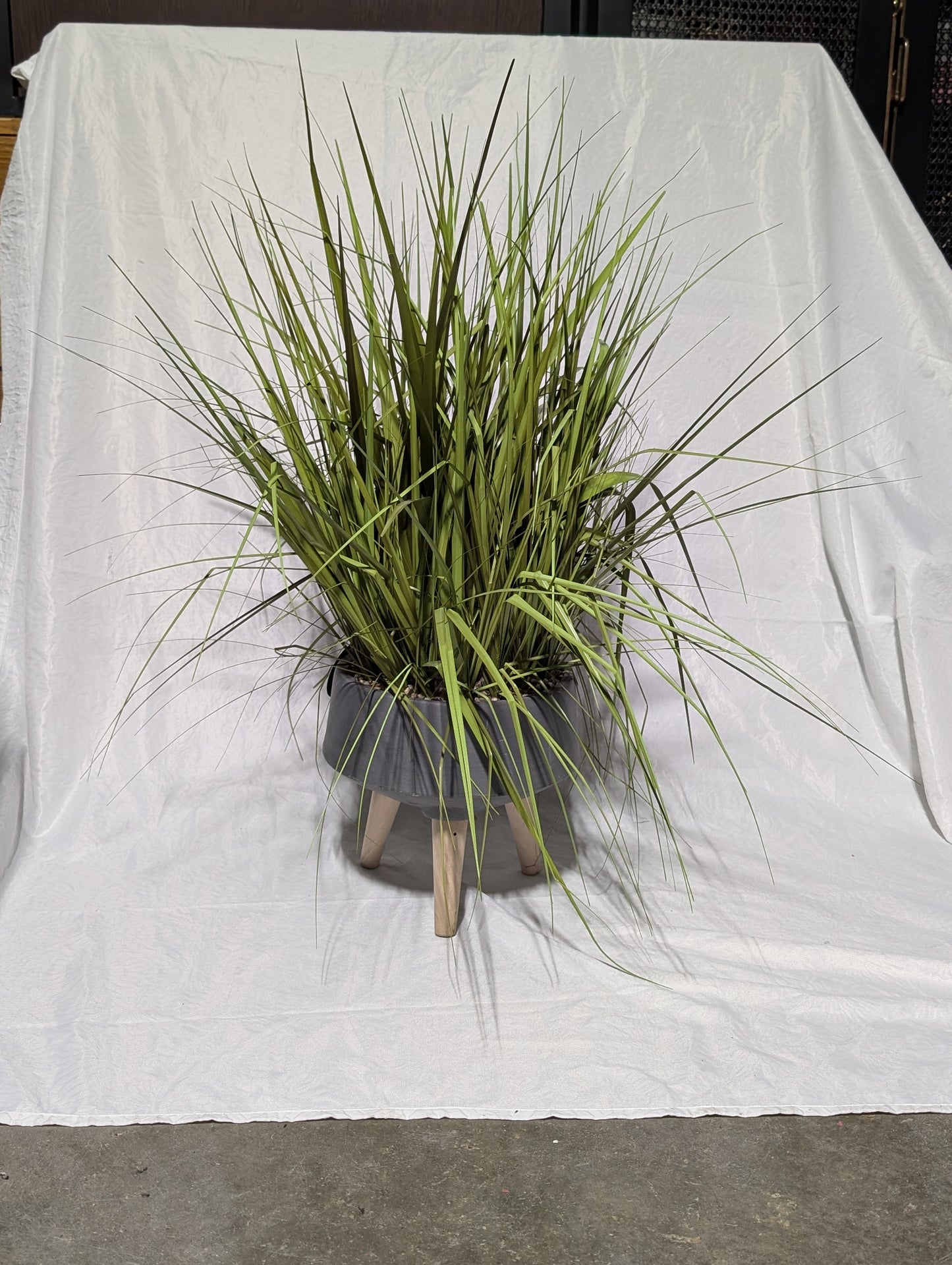 Gray Modern Planter with Faux Grass stage