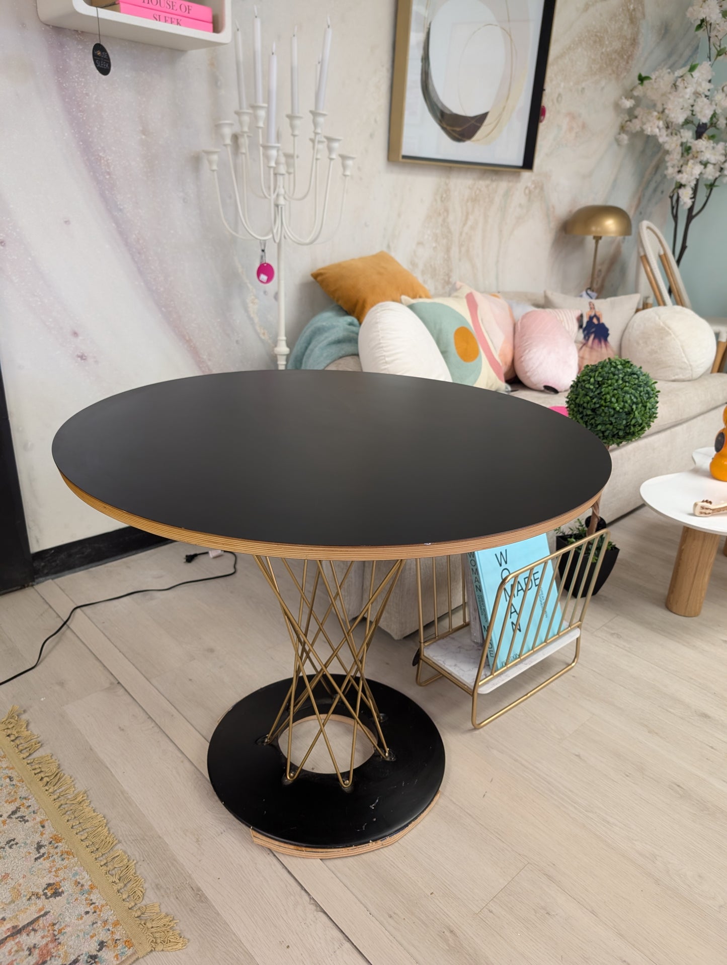 Round Black Dining Table-OPEN BOX