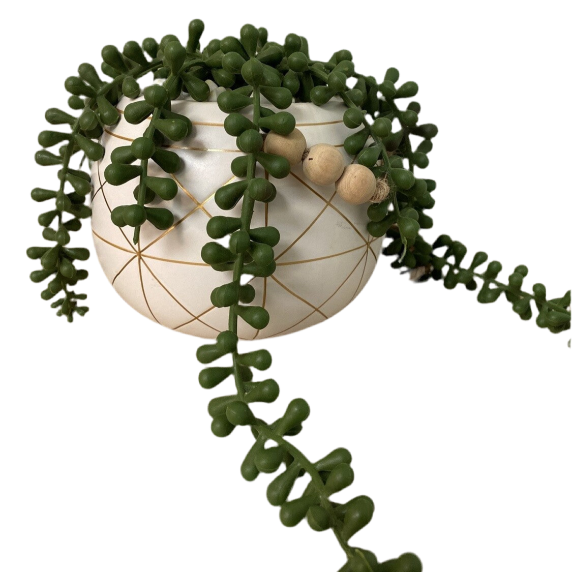 white faux planter w beads