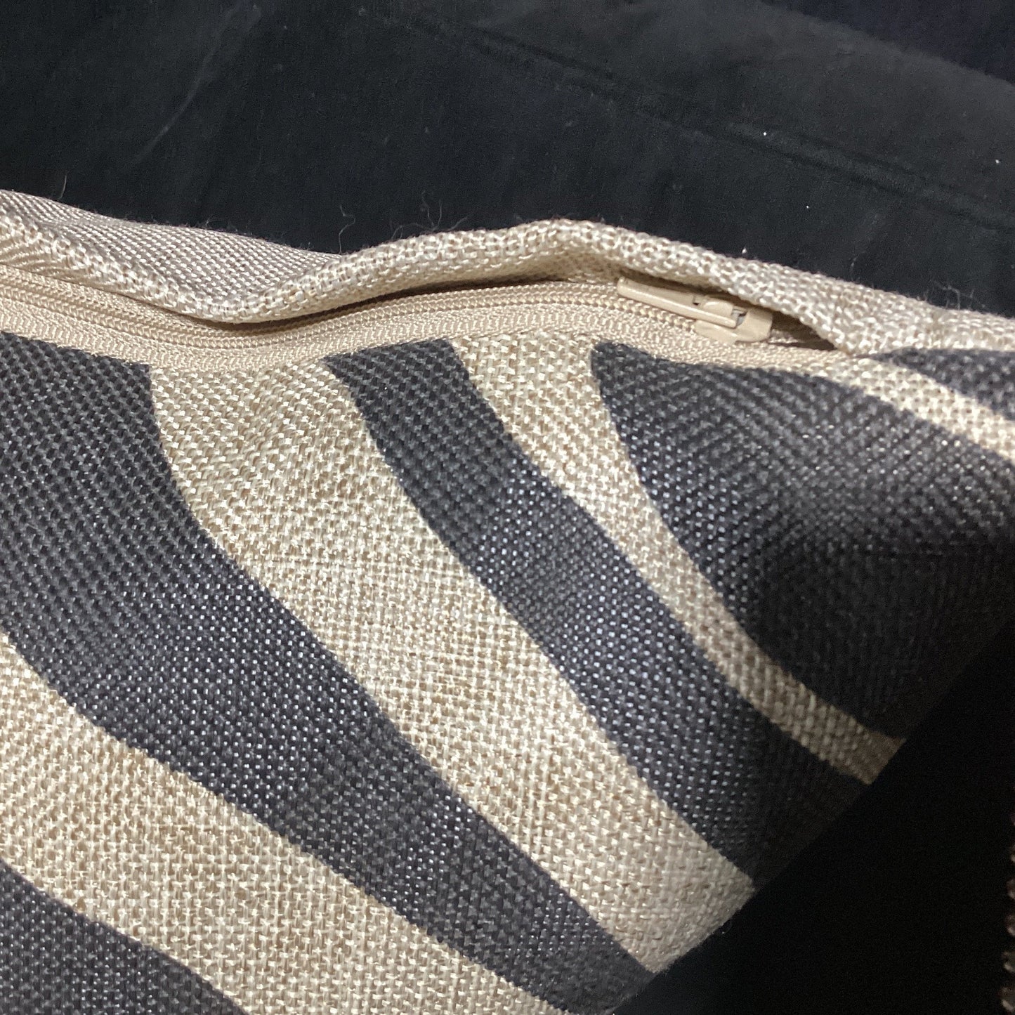 zebra striped decorative pillow black and tan