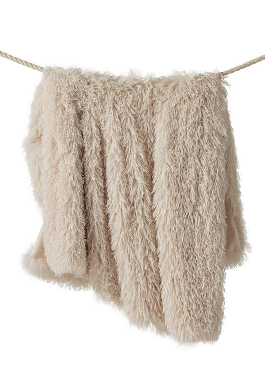 Cream Mongolian Faux Fur Throws