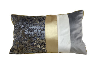 Gold, Silver, and White Lumbar Decorative Pillow-Open Box-