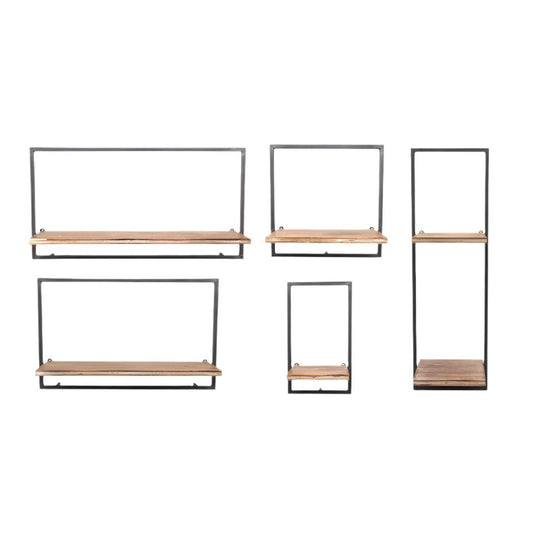 Wood/Metal Wall Shelves S/5