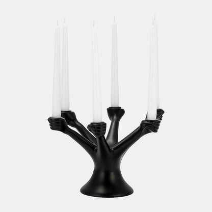 Hands Holding Taper Candelabra