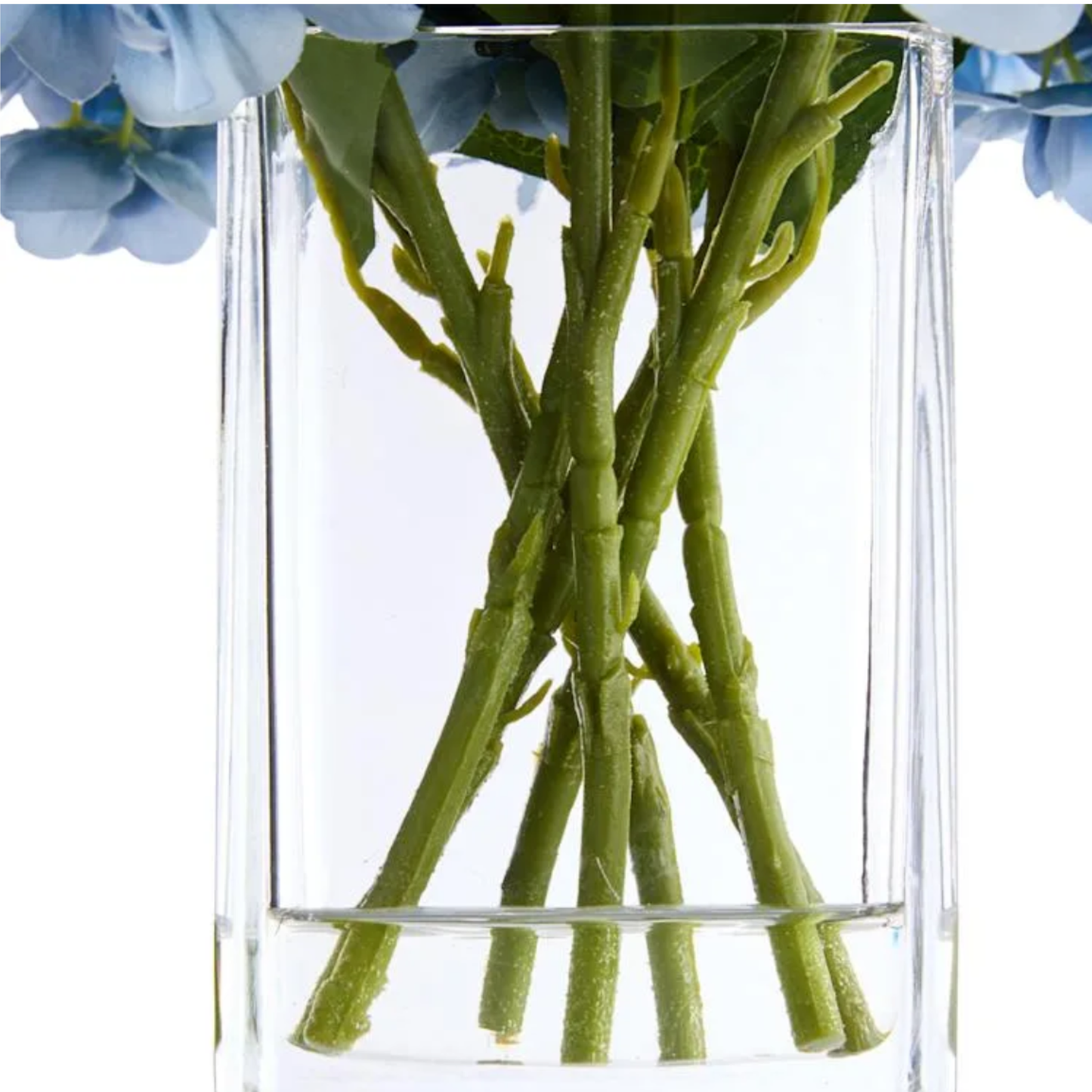 Faux Hydrangea in Glass Vase