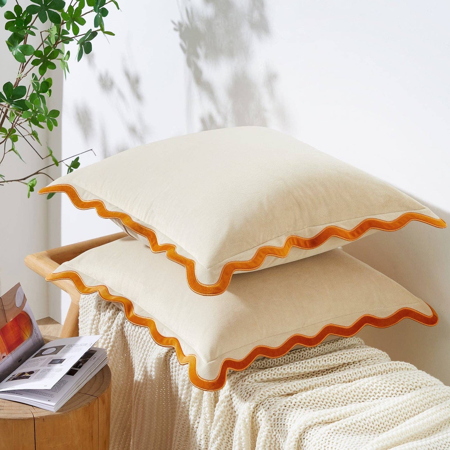 Maleku Honey/Cream Pillows  - 22"x22"