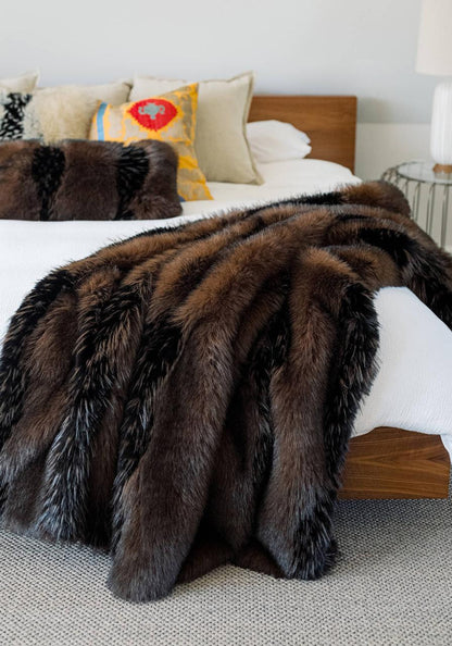 Limited Edition Chocolate Fox Faux Fur Throws 60"X72"