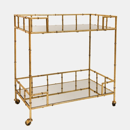 Mirrored, 2-tier Gold Metal Bar Cart