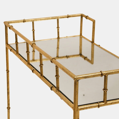 Mirrored, 2-tier Gold Metal Bar Cart