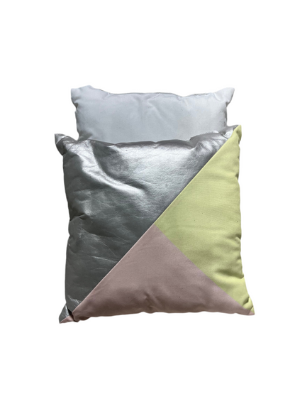 Pink silver & Yellow Pillow (set of 2)