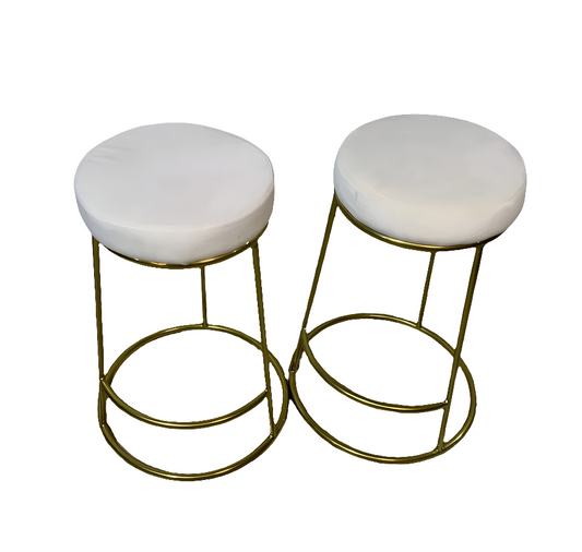 White Velvet Bar Stools, SET OF 2
