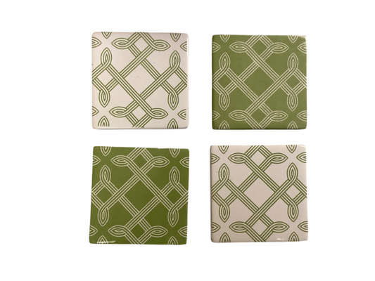 Green & white coaster
