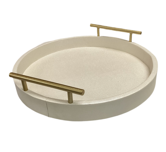 Textured Tray W/Gold Handles