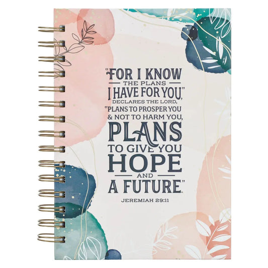 Plans Jer. 29:11Journal Wirebound White Abstract/Leaves
