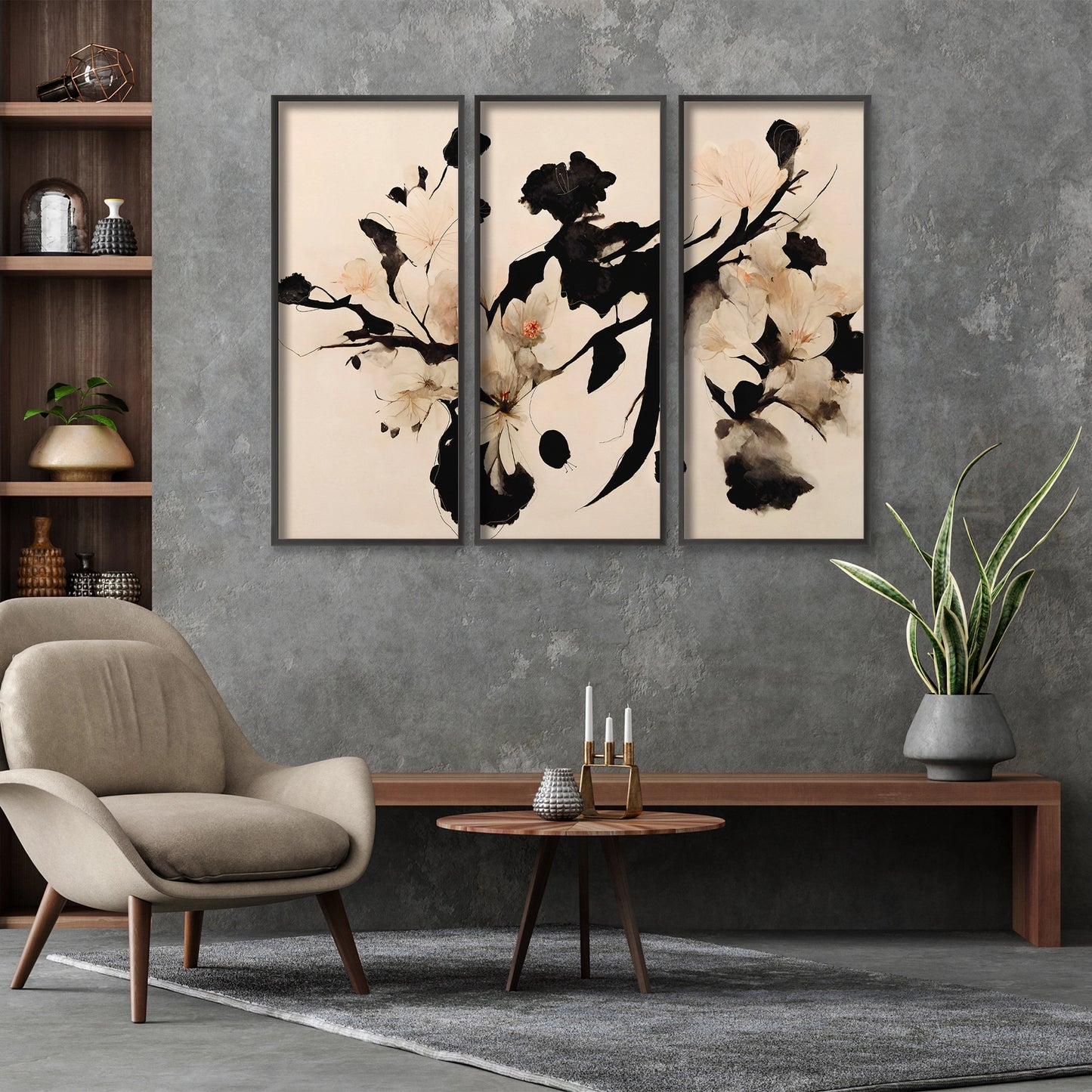 Cherry Blossom Branch Framed 3-Piece Wall Art Set