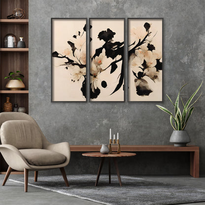 Cherry Blossom Branch Framed 3-Piece Wall Art Set