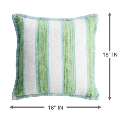 Green/Blue Striped Outdoor Pillow