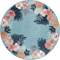 Blue Outdoor Botanical Rectangle Rug